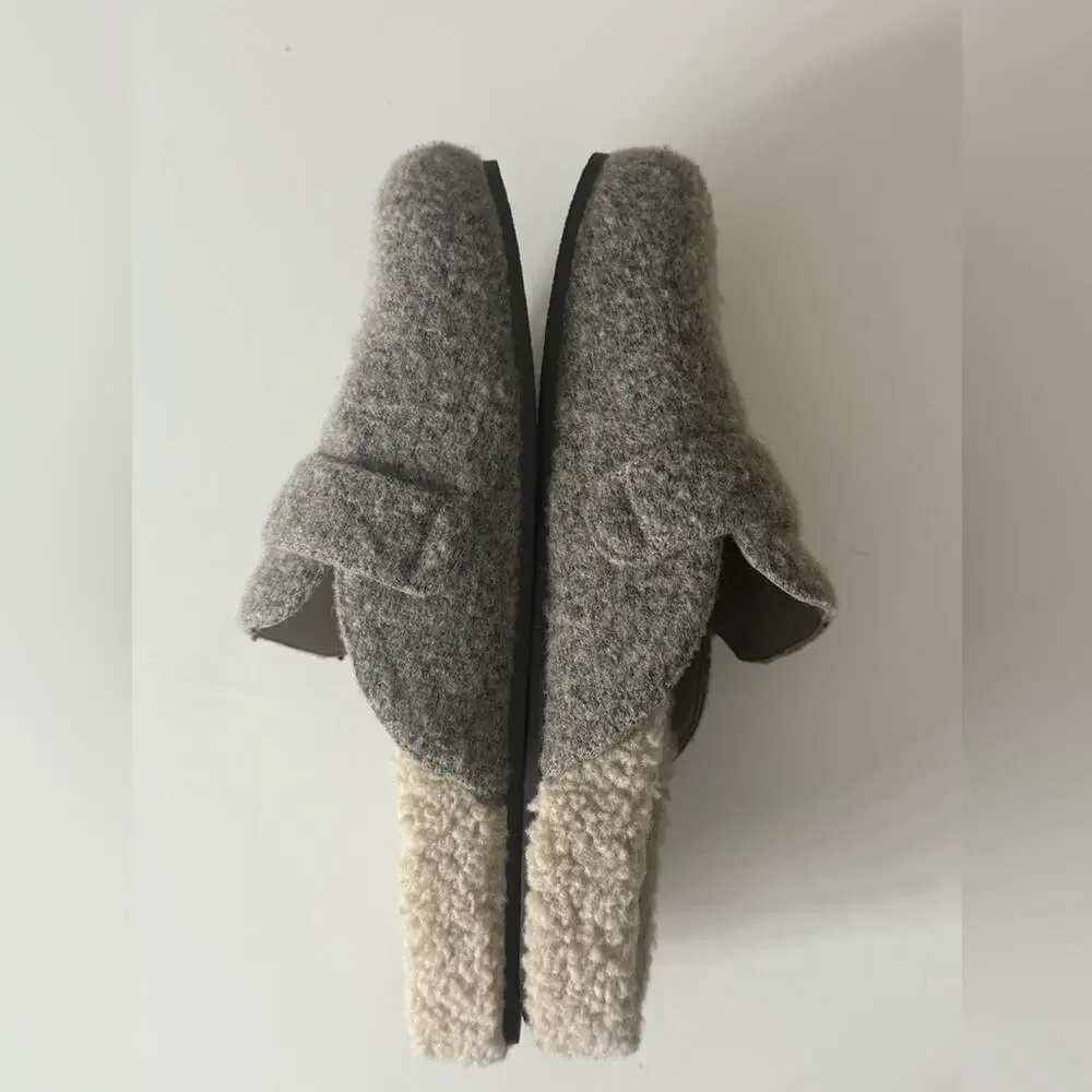 Tory Burch Mellow Shearling Lined Mule in Fog Gray 9